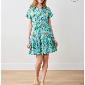 Printfresh Gracie Dress in Garden District Turquoise Blue Print XL NWT